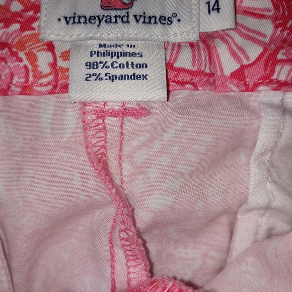 VINEYARD VINES Preppy Pink & White Seashell Shorts - GIRL Size 14 - Picture 4 of 4